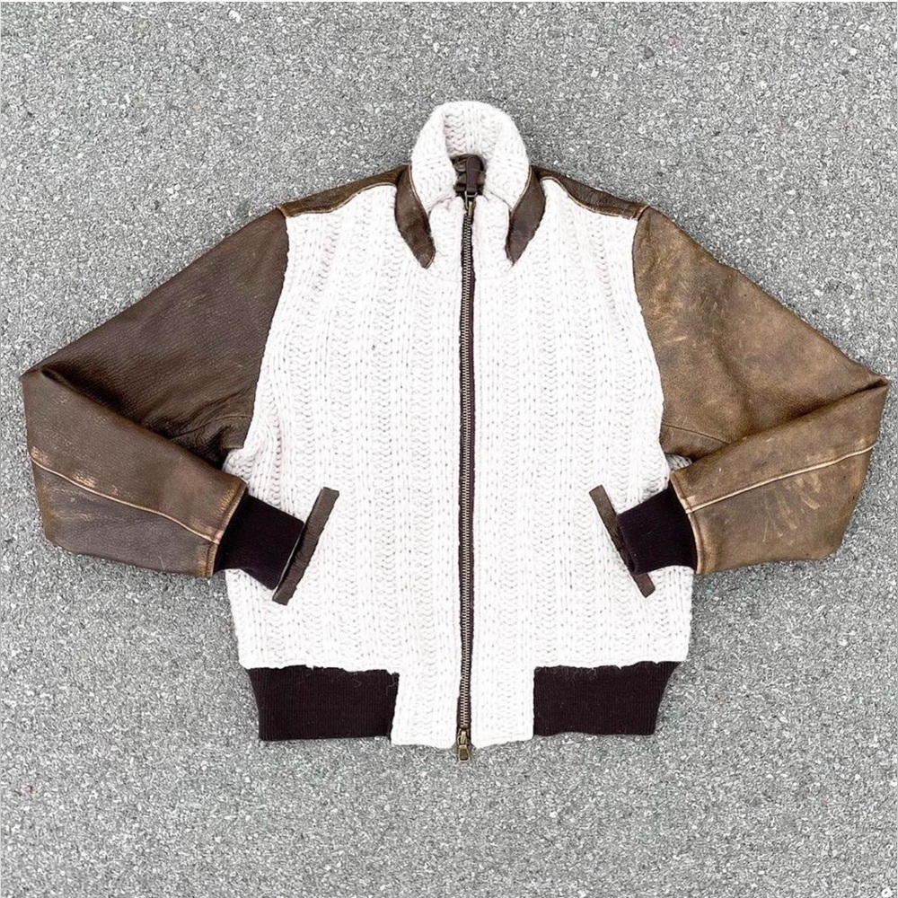Cockpit USA Rogue Wool & Leather Bomber Jacket Women’s USA Made 21.25x23.5